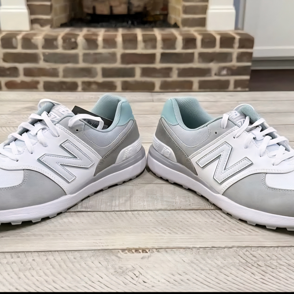 New Balance Women’s White and Light Gray Sneakers - Picture 4 of 5